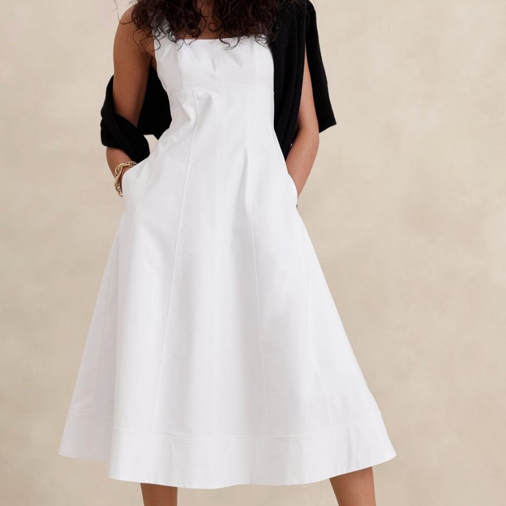 Banana Republic Natalia Square-Neck Midi Dress
